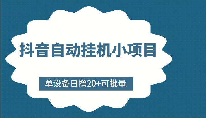 抖音自动挂机小项目,单设备日撸20+,可批量,号越多收益越大-第一资源库