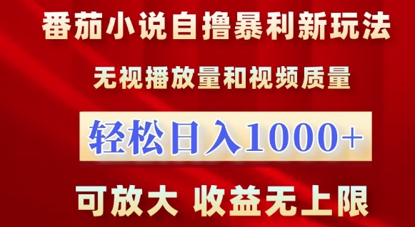 番茄小说自撸暴利新玩法,无视播放量,轻松日入1k,可放大,收益无上限【揭秘】-第一资源库
