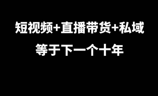 短视频+直播带货+私域等于下一个十年，大佬7年实战经验总结-第一资源库