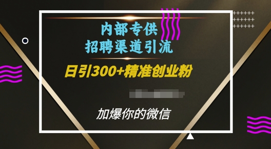 内部招聘渠道日引流300+创业粉,加爆你的微信【揭秘】-第一资源库