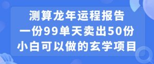 小白可做的玄学项目,出售”龙年运程报告”一份99元单日卖出100份利润9900元,0成本投入【揭秘】-第一资源库