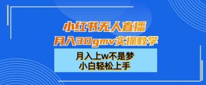 小红书无人直播月入30gmv实操教学，月入上w不是梦，小白轻松上手【揭秘】-第一资源库