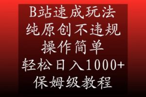 B站速成玩法,纯原创不违规,操作简单,轻松日入1000+,保姆级教程【揭秘】-第一资源库