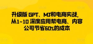 升级版 GPT、MJ和电商实战,从1~10 深度应用帮电商、内容公司节省60%的成本-第一资源库