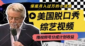 利用美国脱口秀综艺视频，撸视频号分成计划收益，每天只需一小时，月入过W【揭秘】-第一资源库