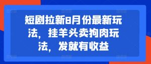 短剧拉新8月份最新玩法,挂羊头卖狗肉玩法,发就有收益-第一资源库