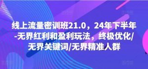 线上流量密训班21.0，24年下半年-无界红利和盈利玩法，终极优化/无界关键词/无界精准人群-第一资源库