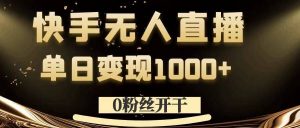 0粉丝开干,快手无人直播,单日变现1k+【揭秘】-第一资源库
