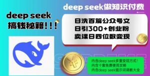 Deepseek做知识付费日洗百篇公众号文日引300+创业粉，卖课日四位数变现保姆级教程!-第一资源库
