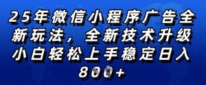 2025年微信小程序全新玩法纯小白易上手，稳定日入多张，技术全新升级，全网首发【揭秘】-第一资源库
